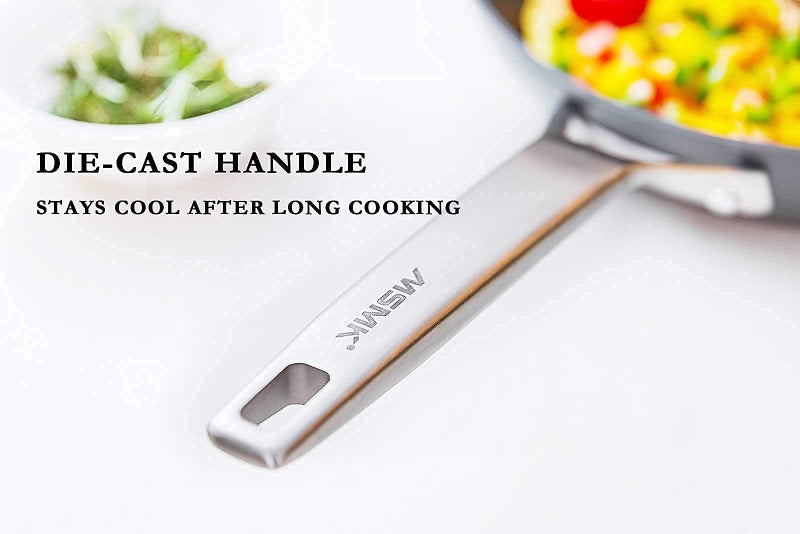 MsMk Small Frying pan, 8-inch Nonstick Durable Egg Omelet Skillet with Stay-Cool Handle, Limestone Non Stick Coating From GRE, 4mm Stainless Steel Base Induction, Oven Safe, Dishwasher Safe - Image 2